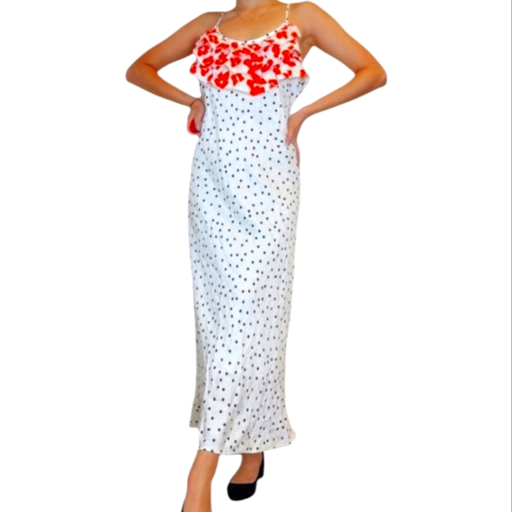 Rixo Target Calberation Leopard Ruffle Upper, Polkadot Bodice Small New With Tag